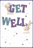Bright-eyed and bursting with warmth, this get well card from the heart of Belgravia features two adorable companions-a plush teddy bear and a sweet puppy-who seem poised mid-leap, balancing the bold, cheerful letters that spell 'Get Well.' The hues of indigo and teal dance across the typography, set against a creamy, inviting backdrop, akin to the vibrant artistry glimpsed in Belgravia's gallery windows. Whimsical stars in varying blues and purples playfully glimmer throughout the composition, infusing the card with a sense of hope and whimsy that lifts the spirit-much like a stroll through the blossoming corners of Ebury Street. The soft illustration of fur on both the bear and puppy brings a tactile comfort, reminiscent of nestling into a plush bouquet of locally sourced blooms. More than just a card, it's a gentle gesture of kindness and caring, crafted to bring light and reassurance to anyone recovering in Belgravia.